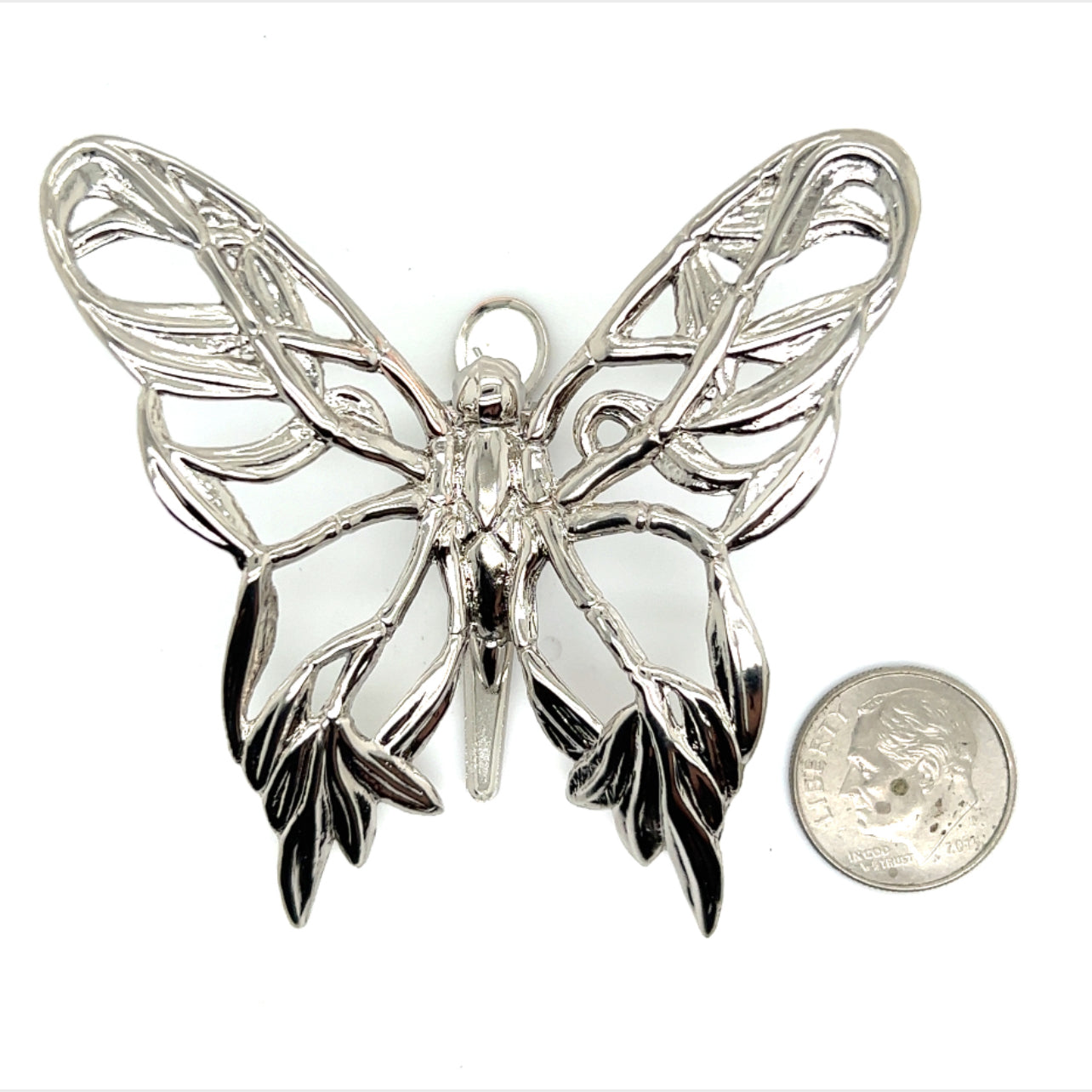 John Hardy Estate Ladies Butterfly Brooch & Scarf Clip Rhodium Plated JH8