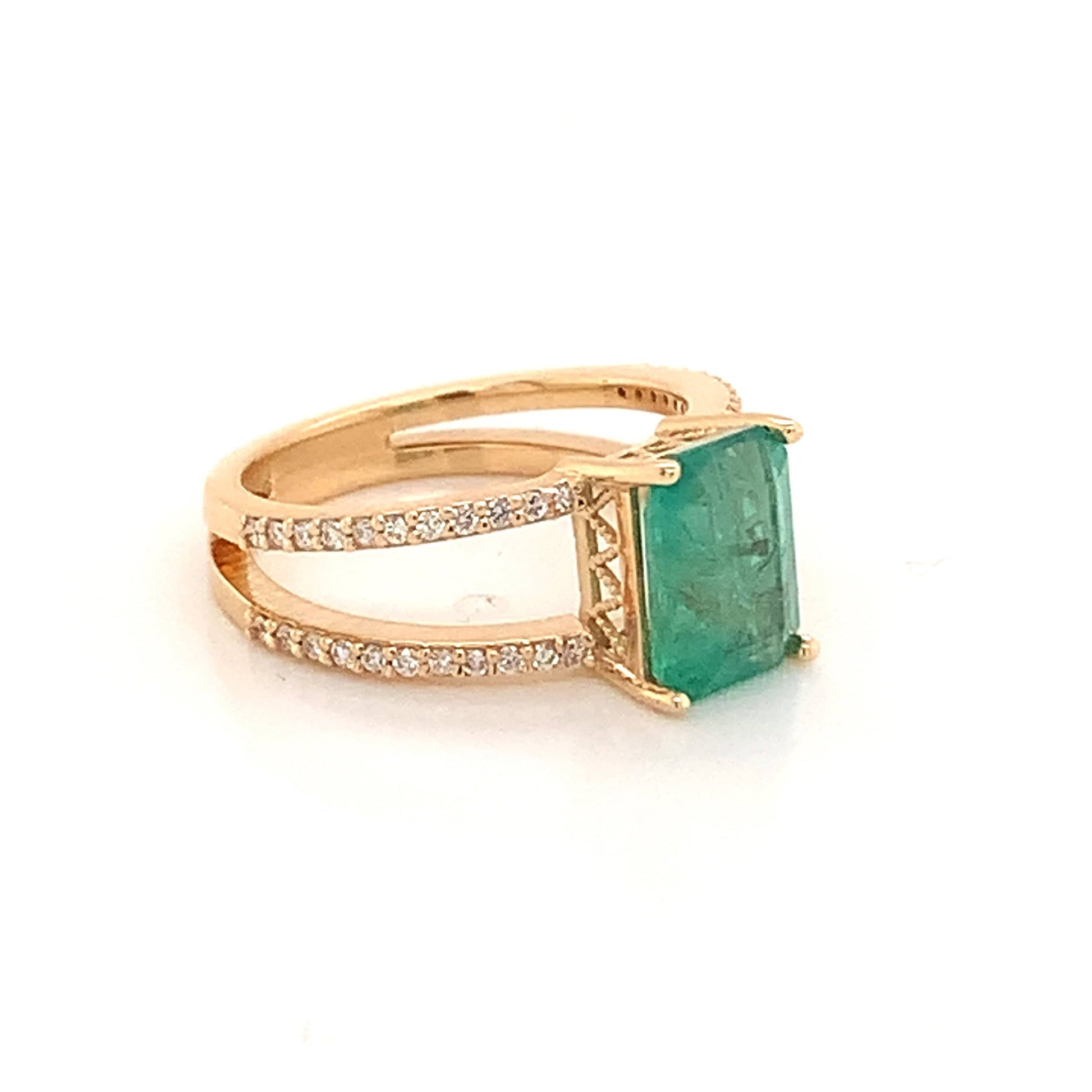 Natural Emerald Diamond Ring 14k Gold 2.32 TCW Size 7 Certified $5,950 111874 - Certified Estate Jewelry