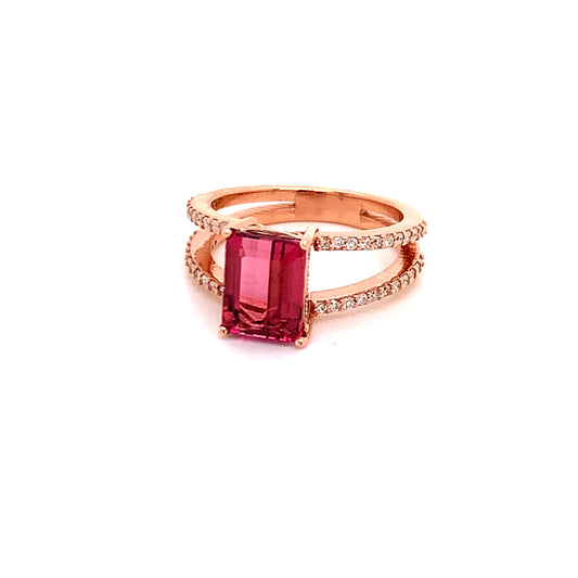 Natural Tourmaline Diamond Ring 14k RG 2.2 TCW Certified $4,950 112165 - Certified Estate Jewelry