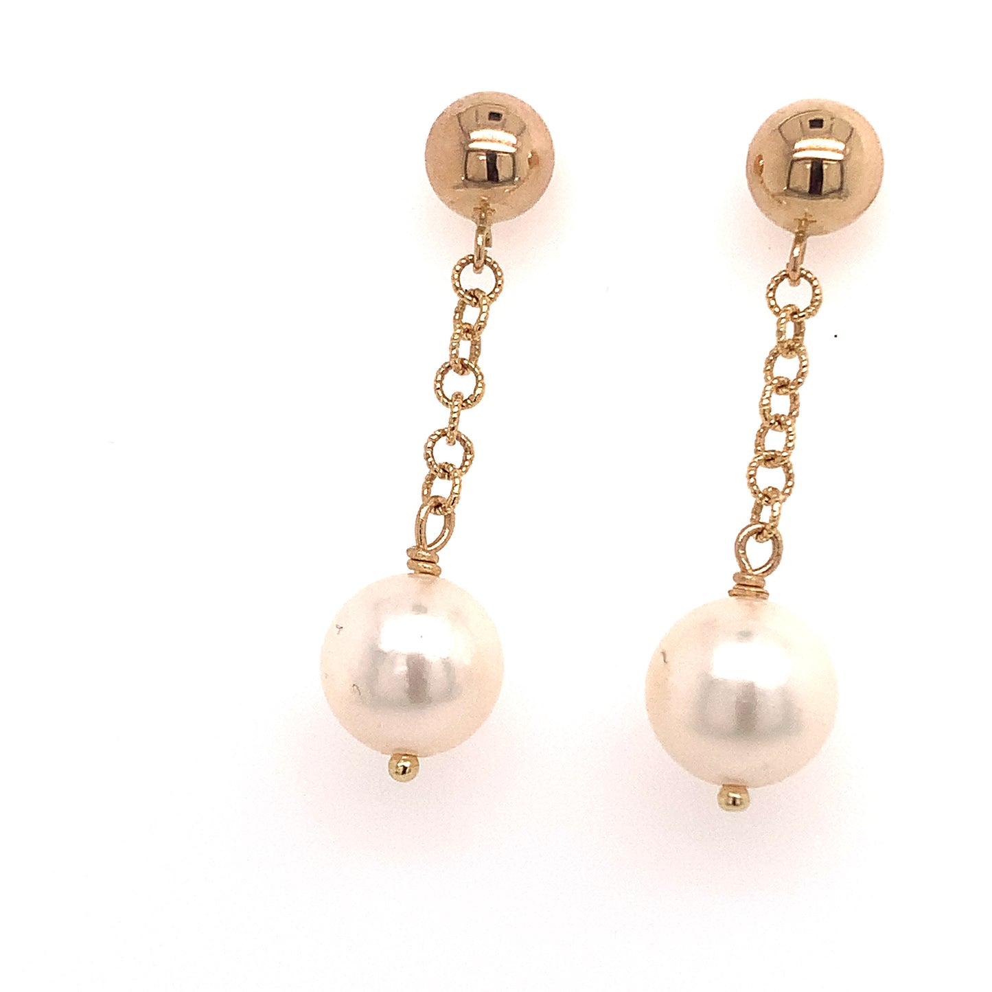Akoya Pearl Dangle Earrings 1.25" 14k Gold 8.19 mm Certified $990 017542 - Certified Estate Jewelry
