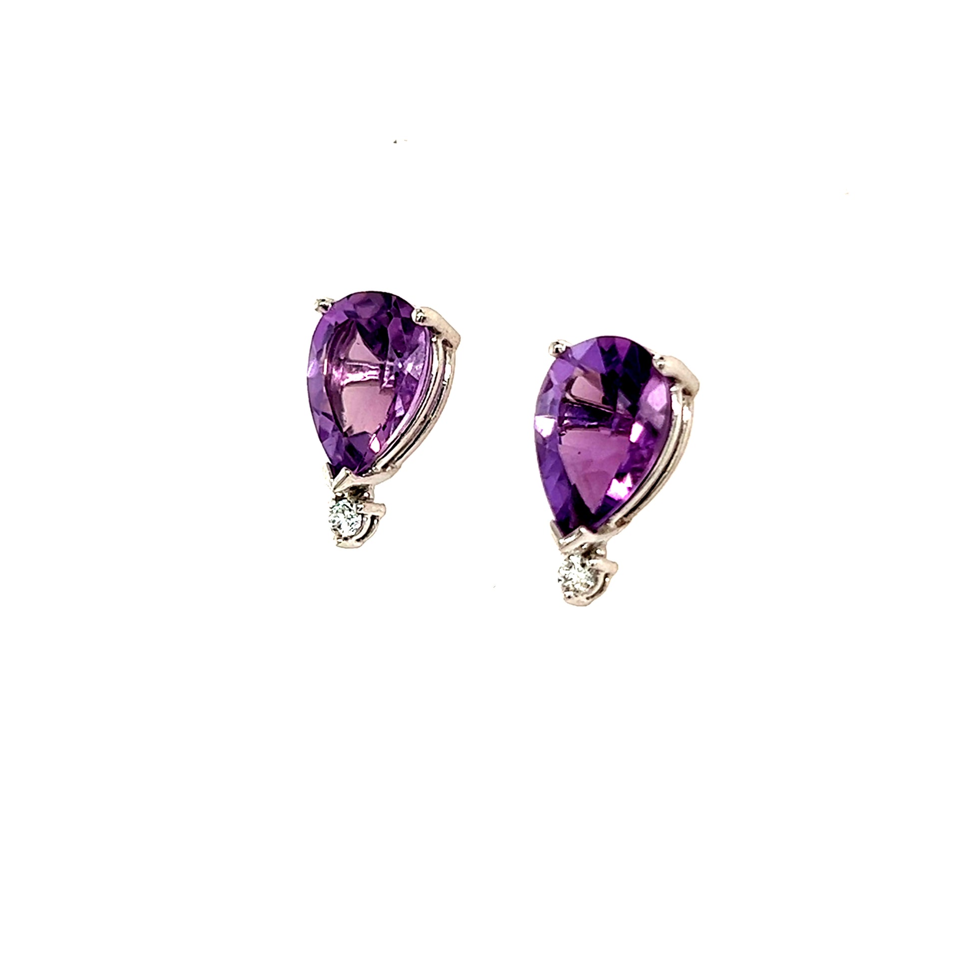 Natural Amethyst Diamond Earrings 14k Gold 3.71 TCW Certified $2,950 210754 - Certified Fine Jewelry