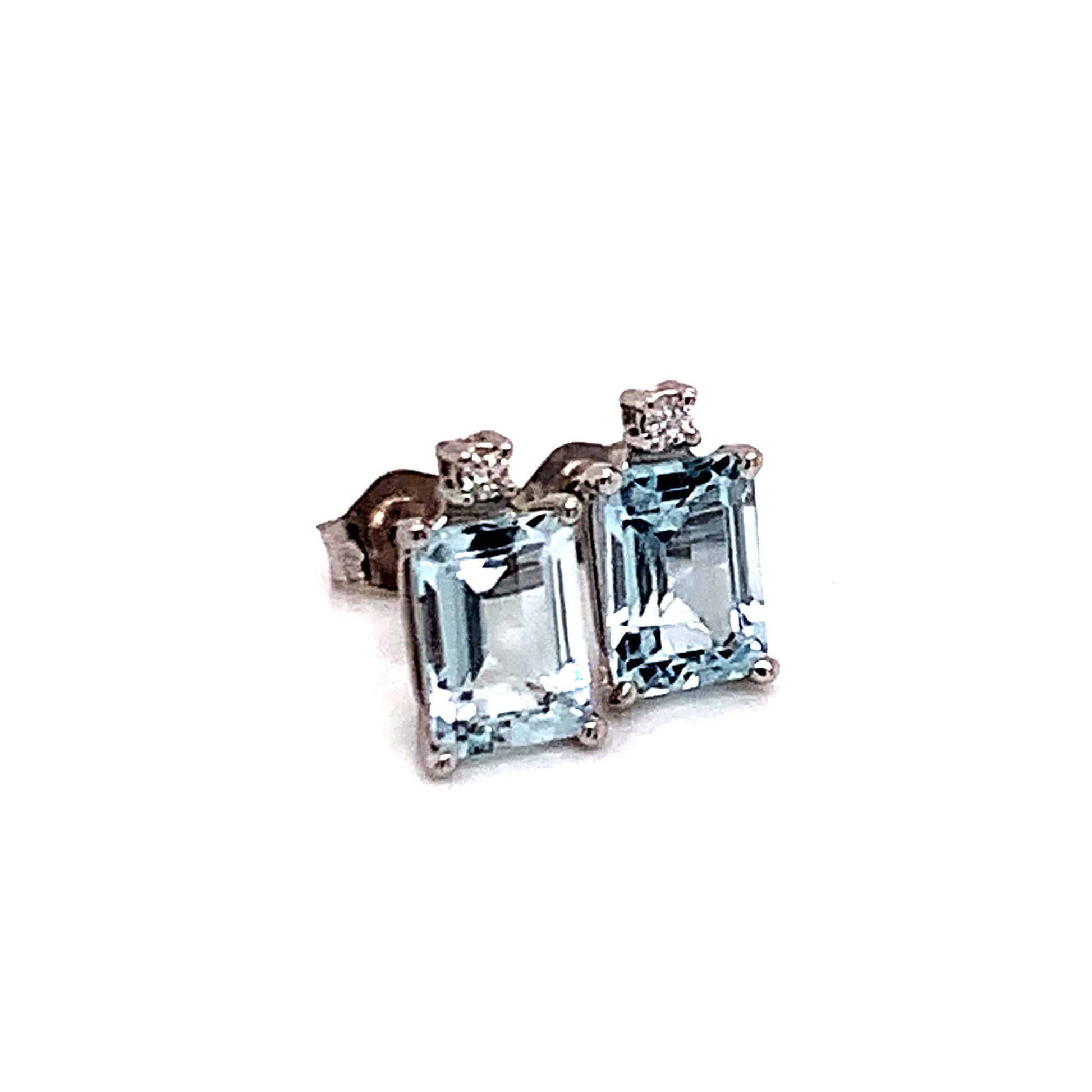 Natural Aquamarine Diamond Earrings 14k WG 1.84 TCW Certified $1,490 018716 - Certified Estate Jewelry