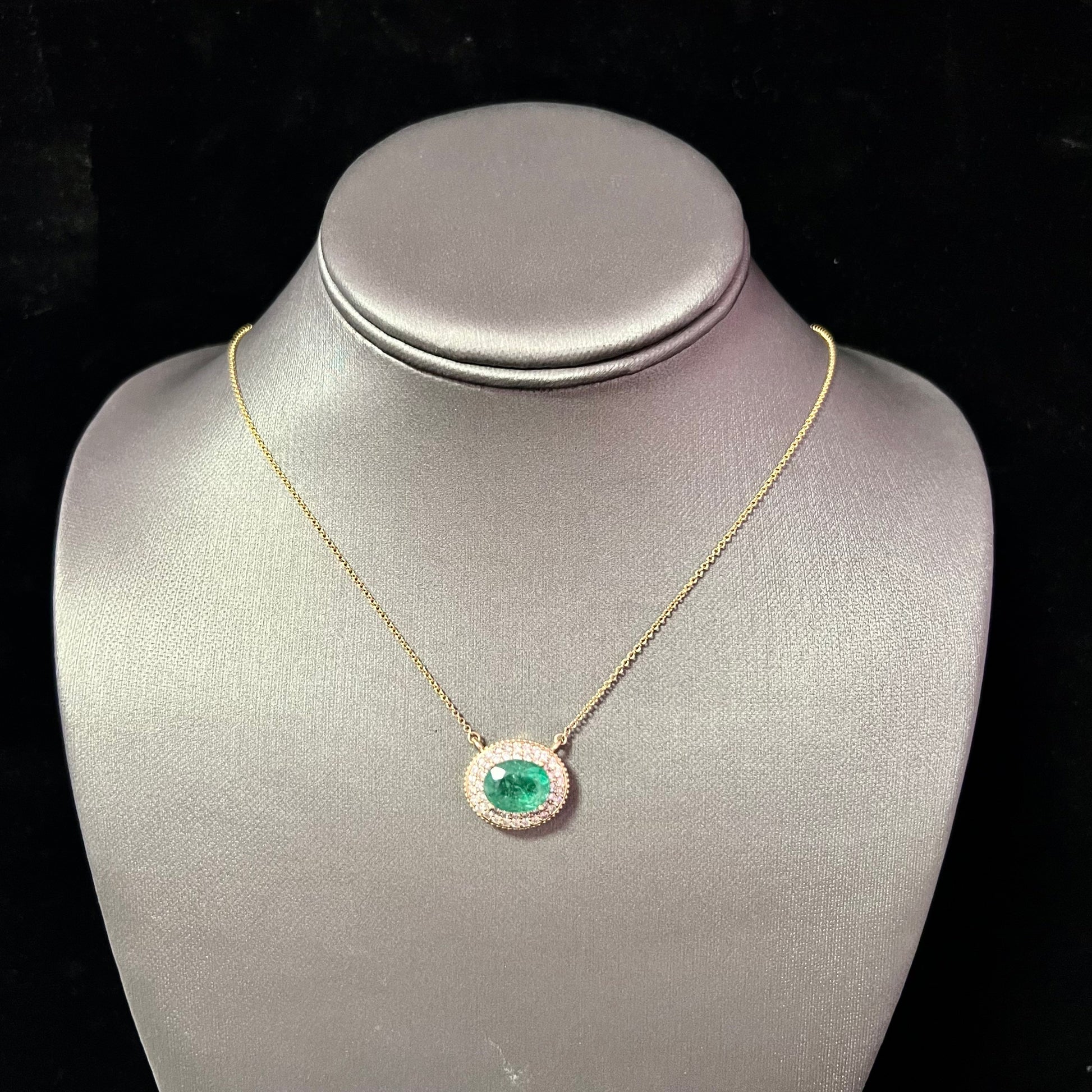 Natural Emerald Diamond Necklace 18" 14k Gold 6.29 TCW Certified $6,950 213253