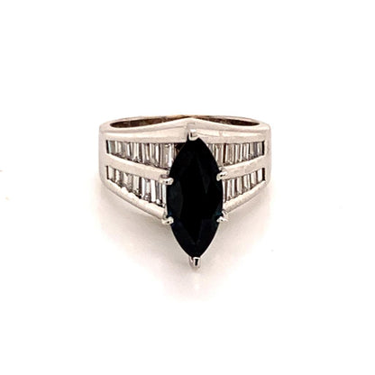 Diamond Sapphire Ring 14k Gold 2.60 TCW Women Certified $3,700 911204 - Certified Estate Jewelry