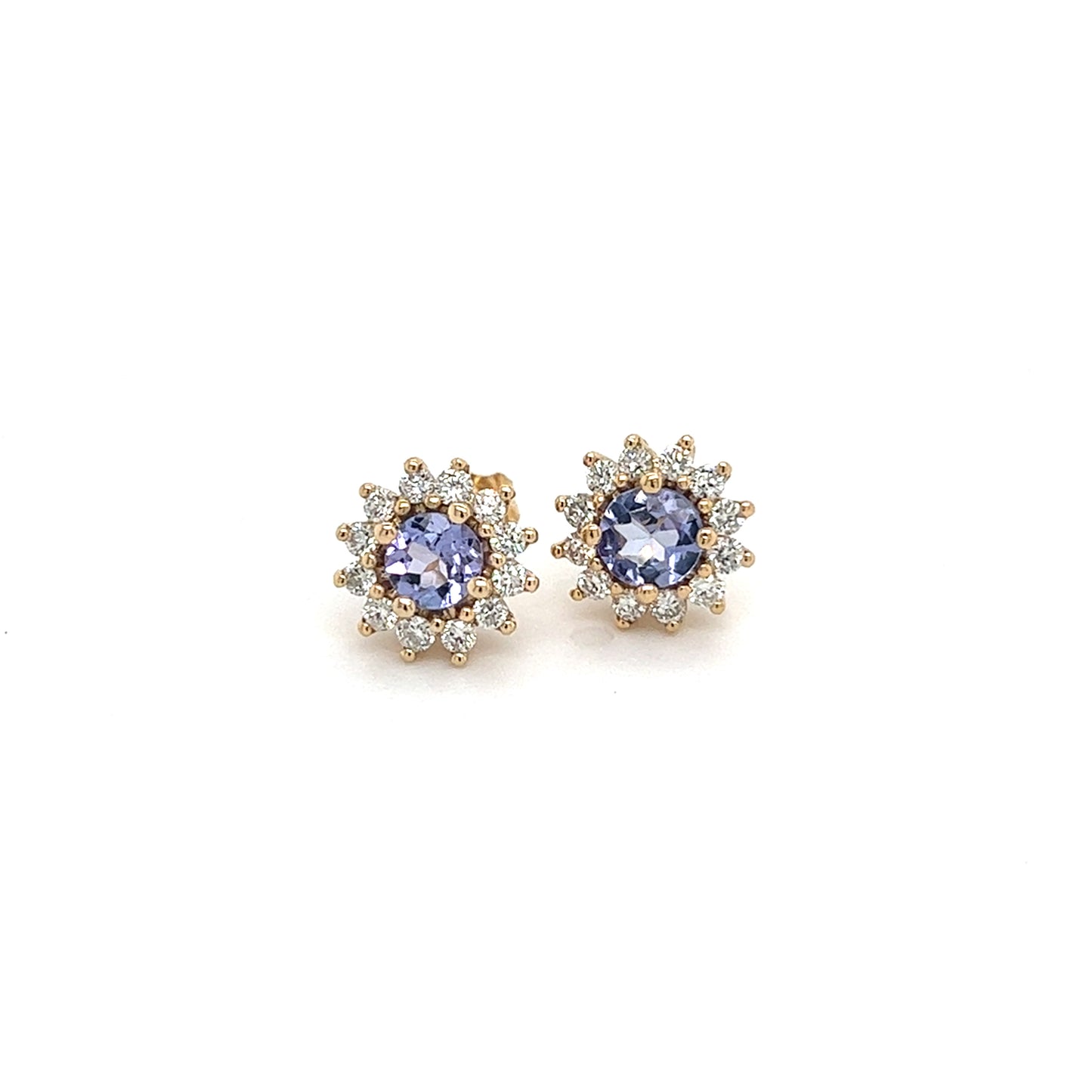 Natural Tanzanite Diamond Stud Earrings 14k Y Gold 1.18 TCW Certified $3,790 211353 - Certified Estate Jewelry