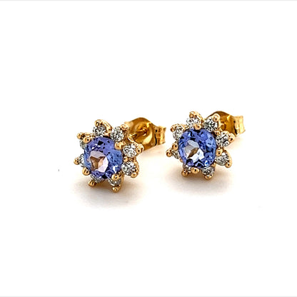 Natural Sapphire Diamond Earrings 14k Gold 1.0 TCW Certified $2,490 210747 - Certified Estate Jewelry