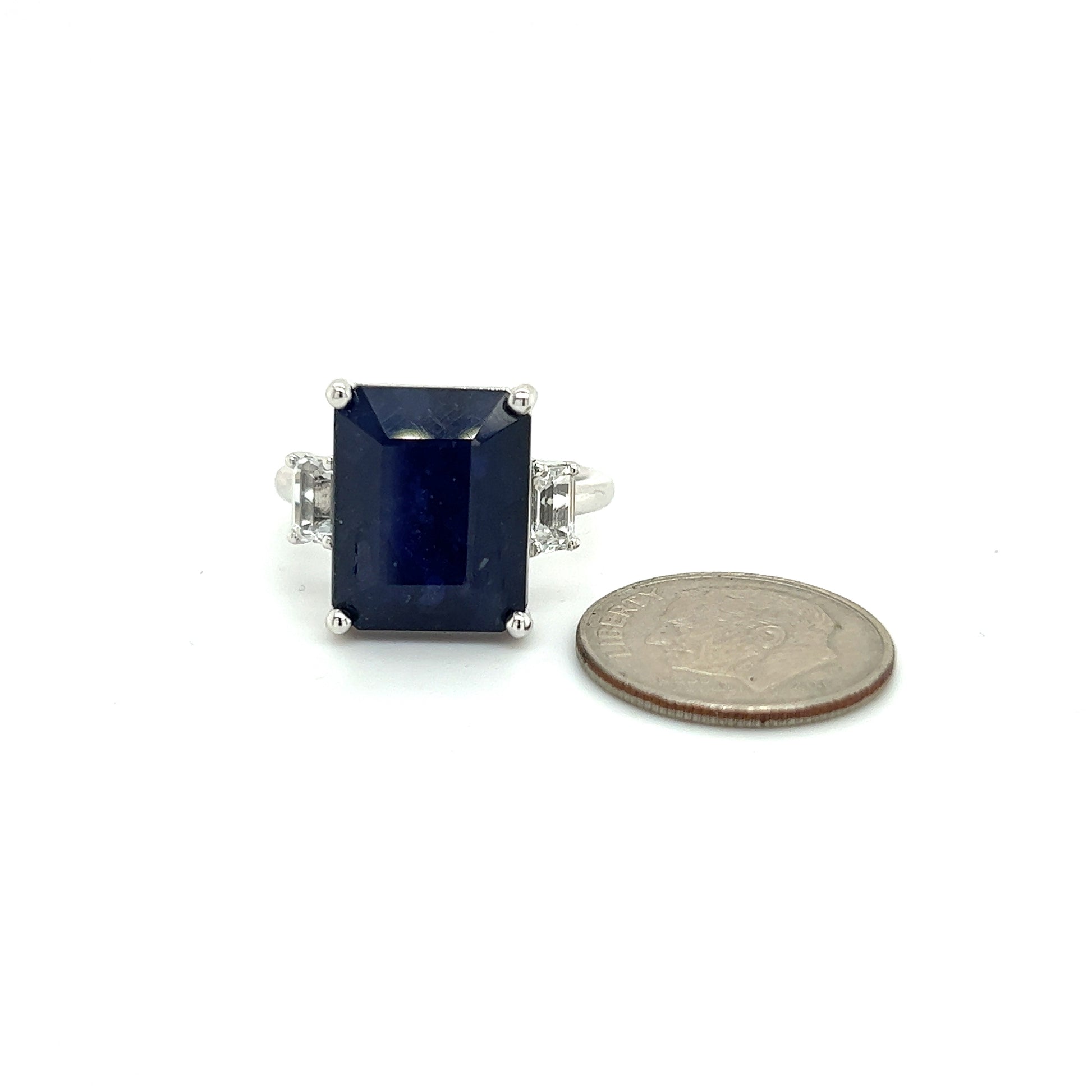 Natural Sapphire Diamond Ring Size 7 14k W Gold 12.36 TCW Certified $3,475 219222 - Certified Fine Jewelry