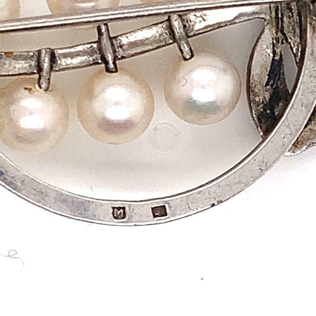 Mikimoto Estate Pin Brooch Sterling Silver 7.47 Gr 5.50 mm M164 - Certified Estate Jewelry