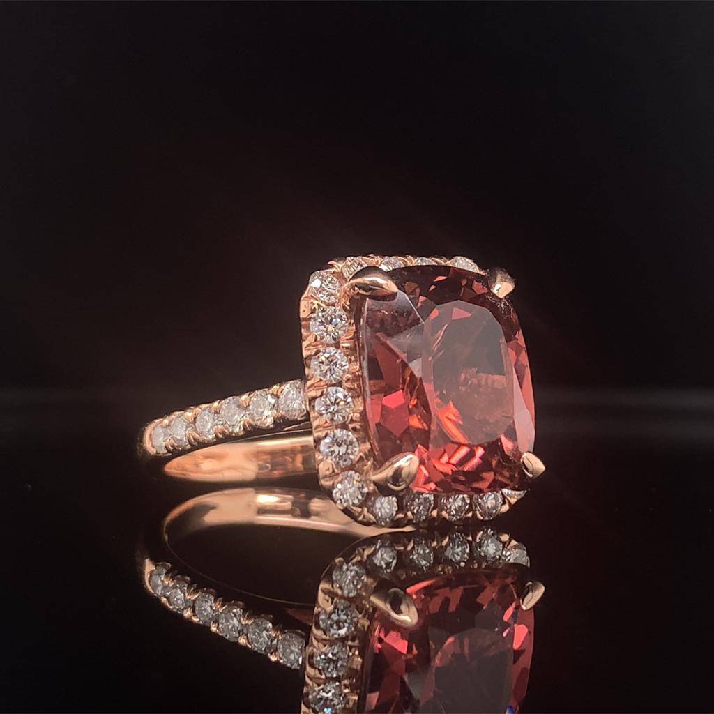Tourmaline Rubellite Diamond Ring 14 kt 7.45 tcw Certified $6,950 013307 - Certified Estate Jewelry