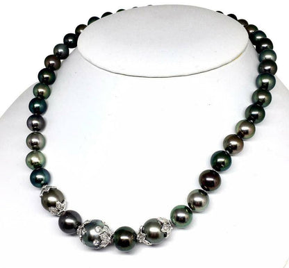 Diamond Tahitian Pearl Necklace 18k Gold 13.25 mm 17" Certified $19,690 822492 - Certified Estate Jewelry