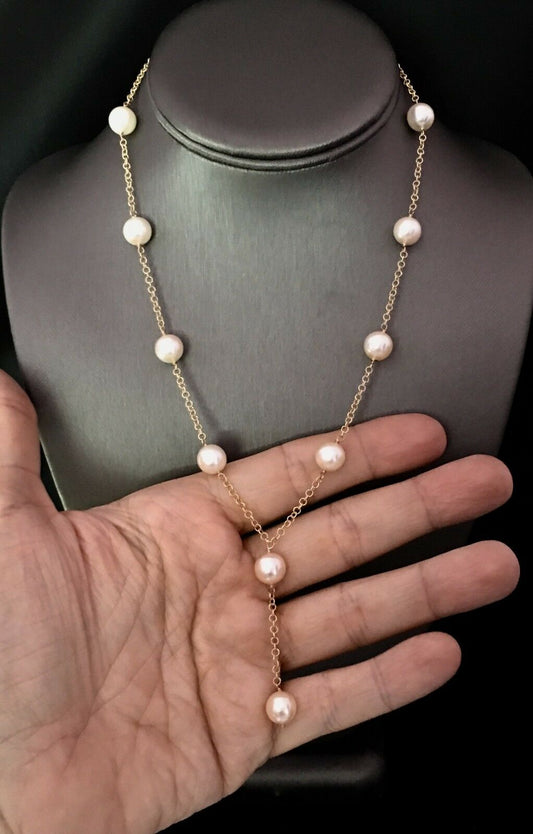 Akoya Pearl Necklace 14k Gold Large 9.5 mm 18.5" Italy Certified $3,950 721475 - Certified Fine Jewelry