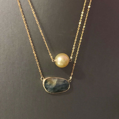 Golden South Sea Pearl Sapphire 14Kt 11.7Mm 19" Necklace Certified $1,790 820697 - Certified Fine Jewelry