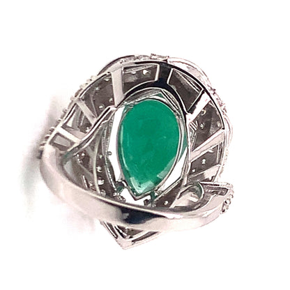 Natural Emerald Diamond Ring Size 6.75 14k Gold 6.1 TCW Certified $6,950 114425