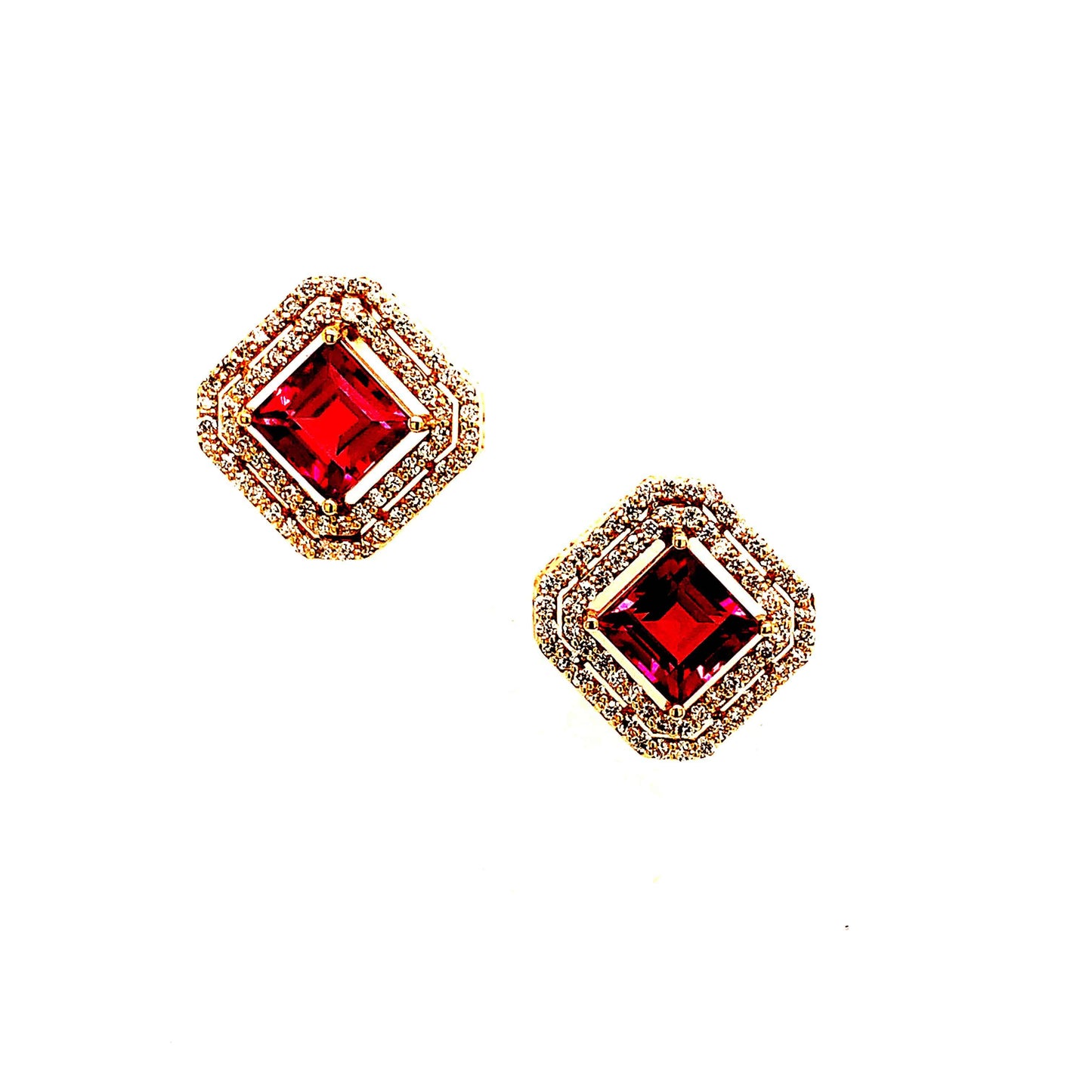 Natural Tourmaline Diamond Earrings 14k Gold 4.47 TCW Certified $6,970 112167 - Certified Estate Jewelry