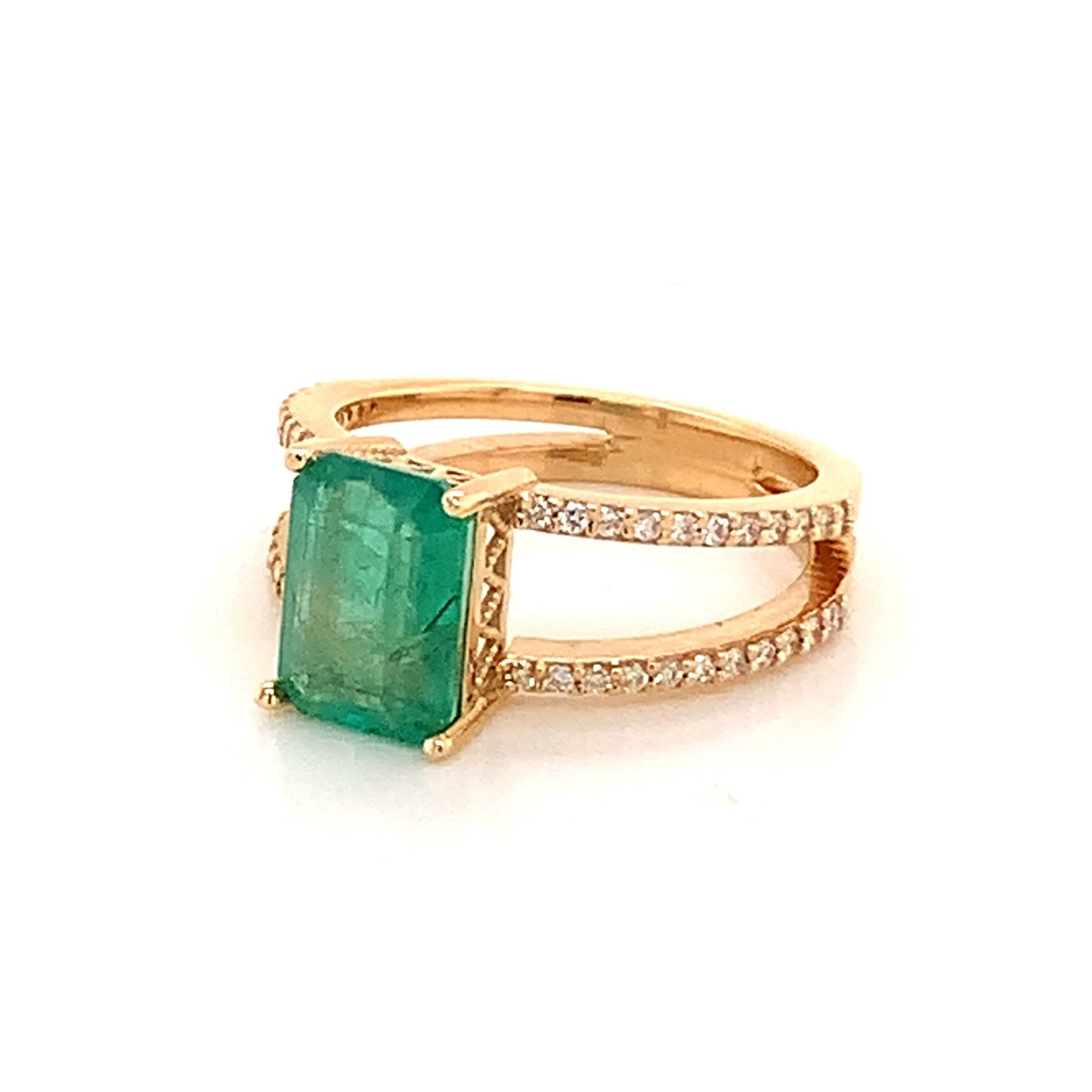 Natural Emerald Diamond Ring 14k Gold 2.32 TCW Size 7 Certified $5,950 111874 - Certified Estate Jewelry
