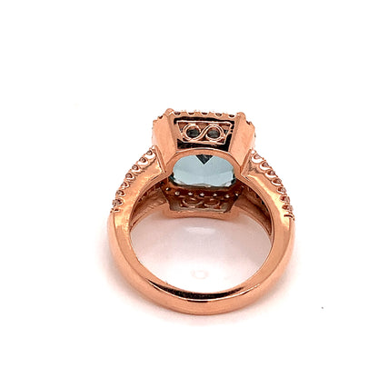 Diamond Aquamarine Ring Size 6.5 14k Gold 6.25 TCW Certified $6,950 120672 - Certified Estate Jewelry