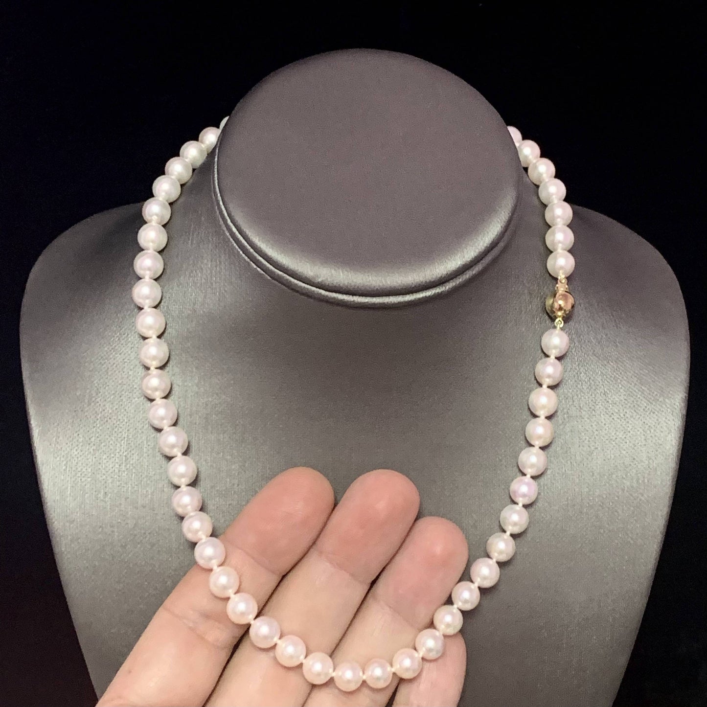 Akoya Pearl Necklace 14k Gold 18" 8.0 mm Certified $3,990 113095 - Certified Estate Jewelry