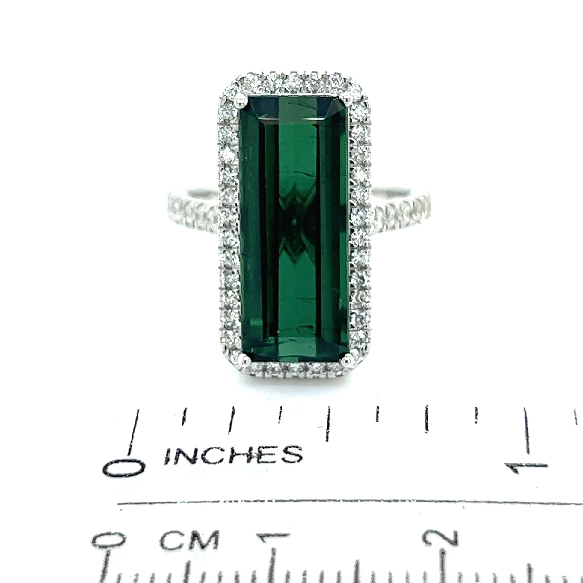Natural Tourmaline Diamond Ring Size 6.25 14k W Gold 5.57 TCW Certified $5,975 216660 - Certified Fine Jewelry