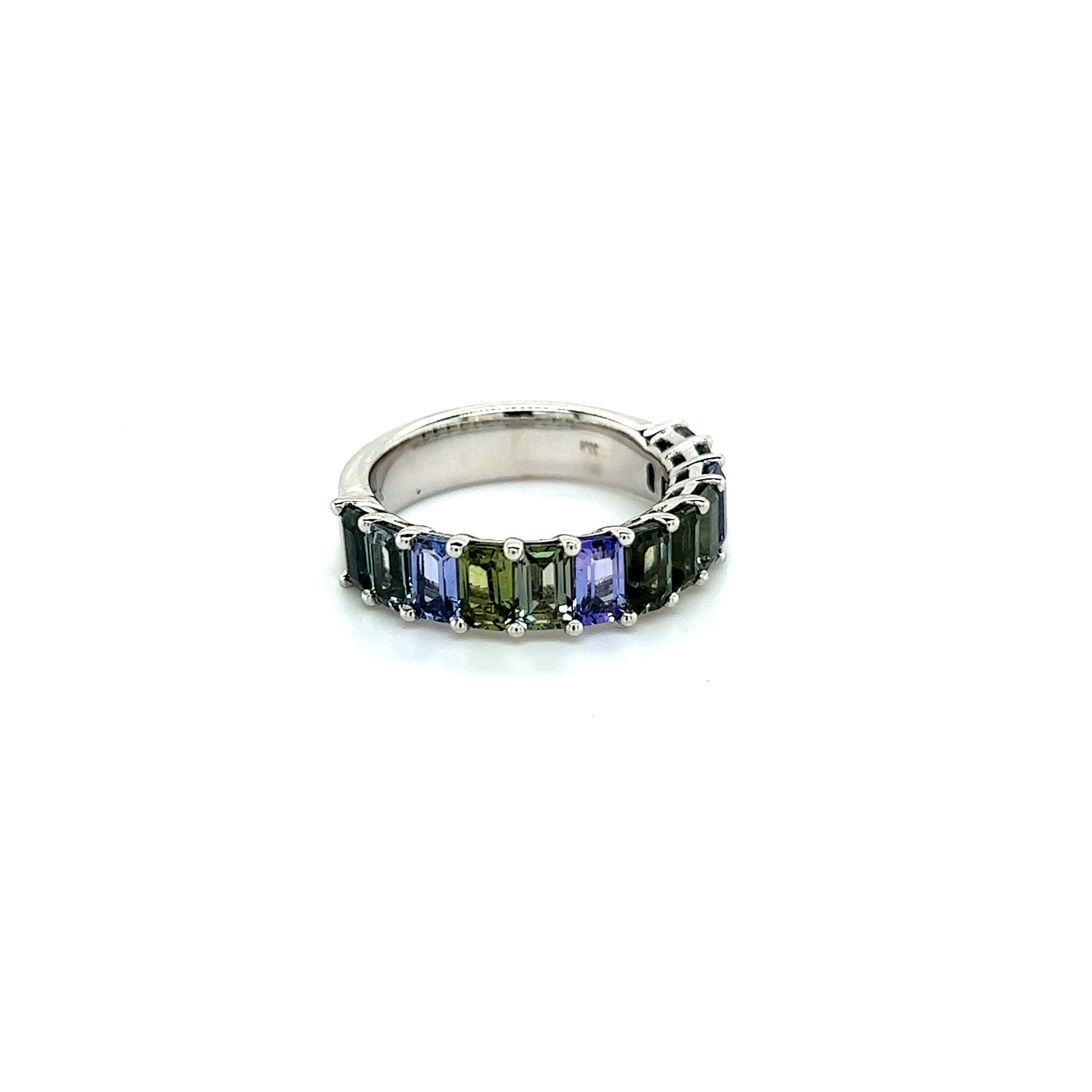 Natural Multicolored Sapphire Ring Size 6.5 14k W Gold 5.76 TCW Certified $3,950 217063