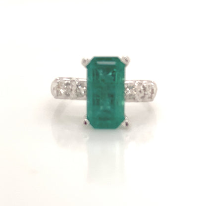 Natural Emerald Diamond Ring Size 6 14k Gold 2.95 TCW Certified $5,950 113434