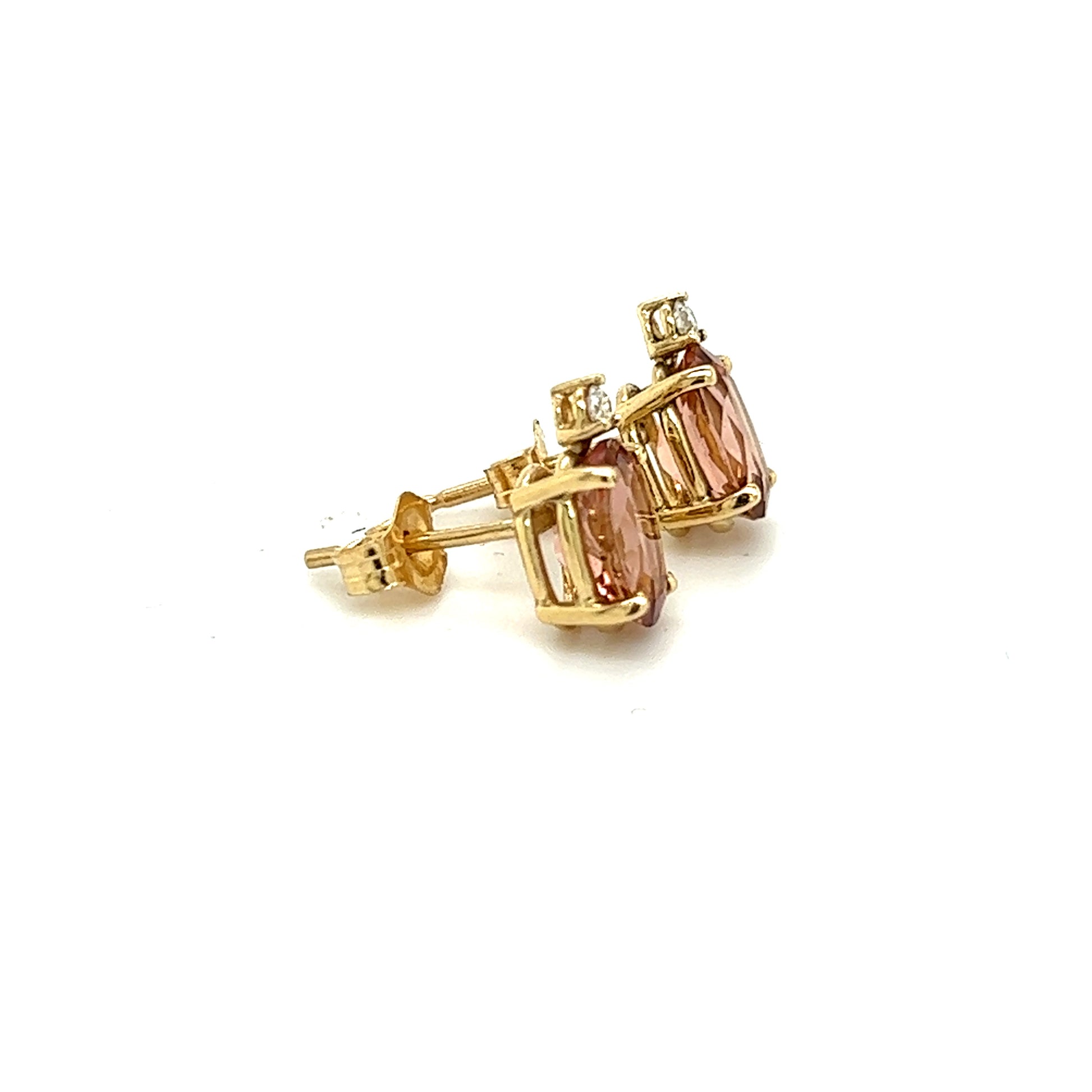 Natural Tourmaline Diamond Stud Earrings 14k Y Gold 1.76 TCW Certified $1,690 121431 - Certified Fine Jewelry