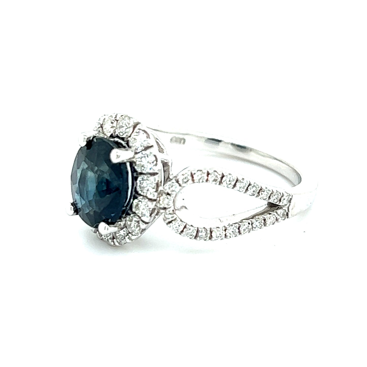 Natural Sapphire Diamond Ring Size 6.25 14k W Gold 2.93 TCW Certified $5,950 216682