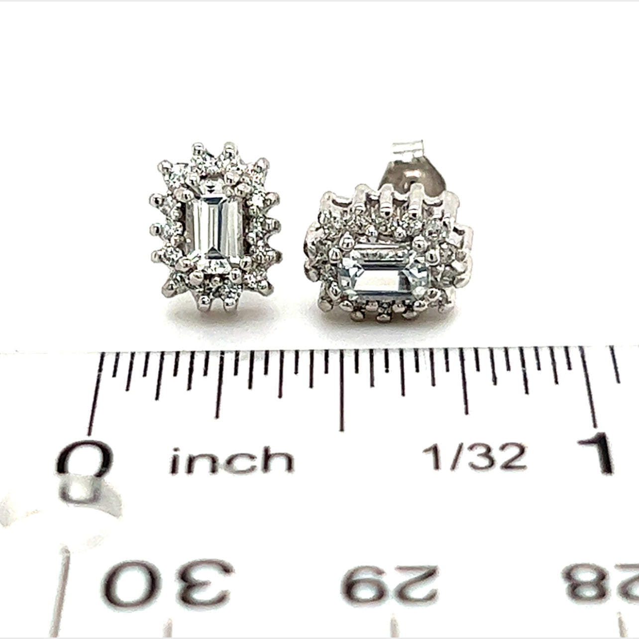 Natural Sapphire Diamond Stud Earrings 14k W Gold 0.94 TCW Certified $2950 121267 - Certified Estate Jewelry