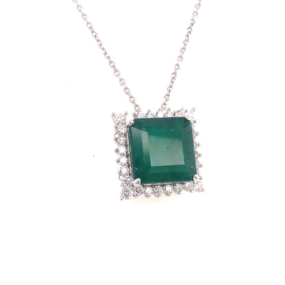 Diamond Emerald Necklace 18" Platinum 9.70 TCW GIA Certified $16,950 921902 - Certified Estate Jewelry