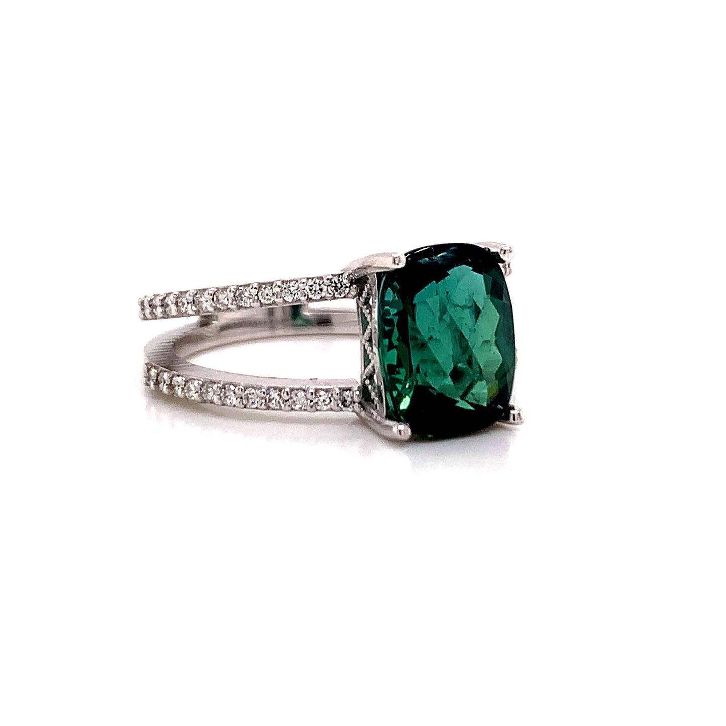 Natural Tourmaline Diamond Ring 14k WG 3.33 TCW Certified $4,950 111876 - Certified Estate Jewelry