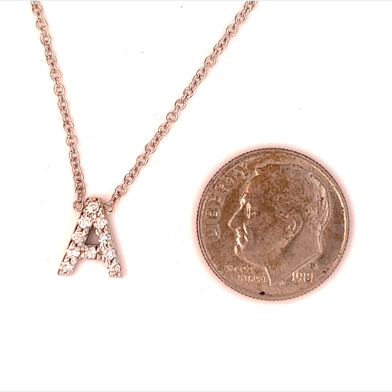 Diamond Letter "A" Pendant Necklace 18" 14k Gold 0.12 TCW Certified $1,950 121279 - Certified Fine Jewelry