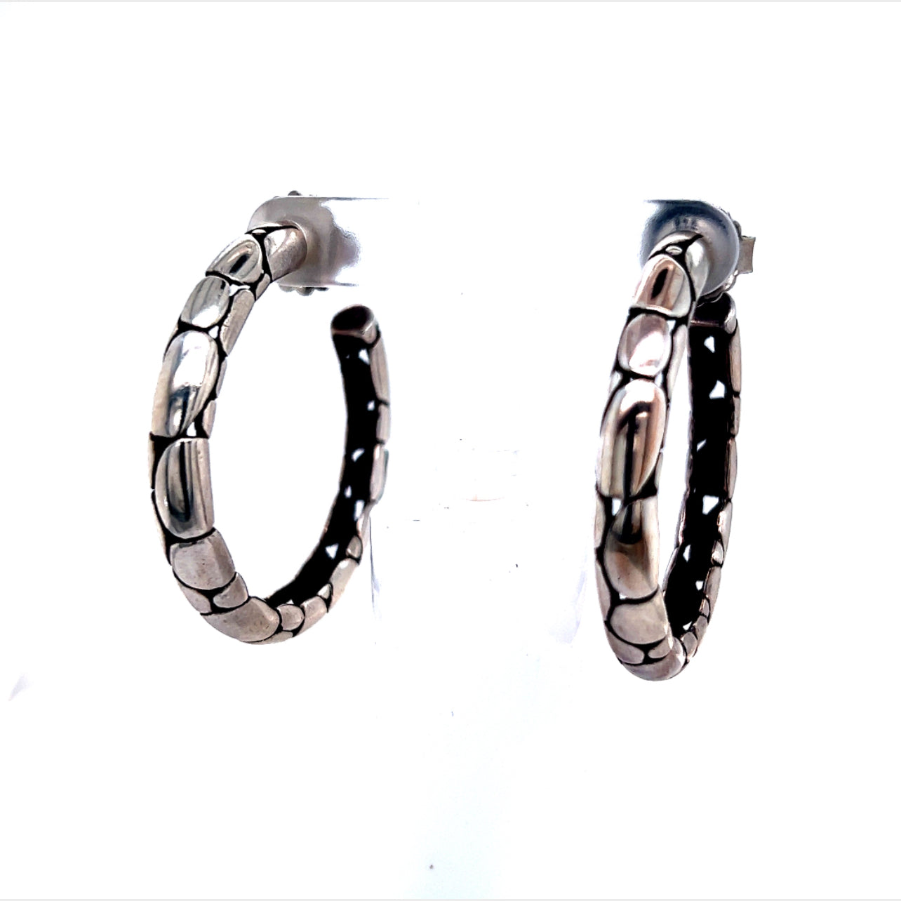 John Hardy Estate Pebble Hoop Earrings Sterling Silver JH21 - Certified Fine Jewelry