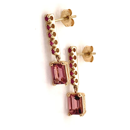 Rubellite Tourmaline Ruby Earrings 14k Gold 1.25 TCW Certified $3,950 018676 - Certified Estate Jewelry