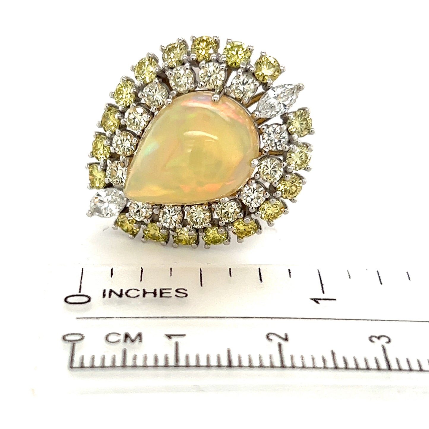 Natural White Opal Diamond Ring 14k Gold 11 TCW Certified $12,950 210739 - Certified Estate Jewelry