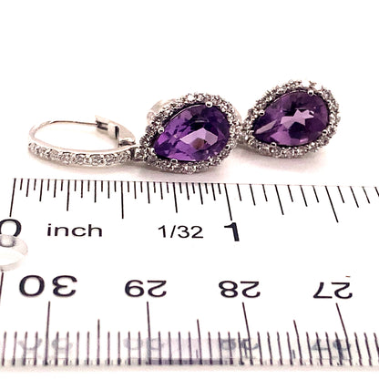 Natural Amethyst Diamond Earrings 14k Gold 4.25 TCW Certified $3,950 120527