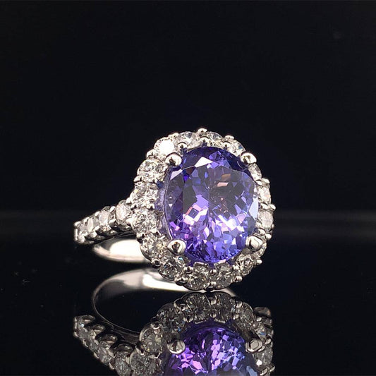 Tanzanite Diamond Ring 14 kt 5.30 TCW Certified $6,950 013306 - Certified Fine Jewelry