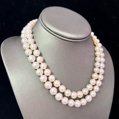 Mikimoto Estate Akoya Pearl Necklace 34" 18k Gold 9.5 mm Certified $126,000 M126000