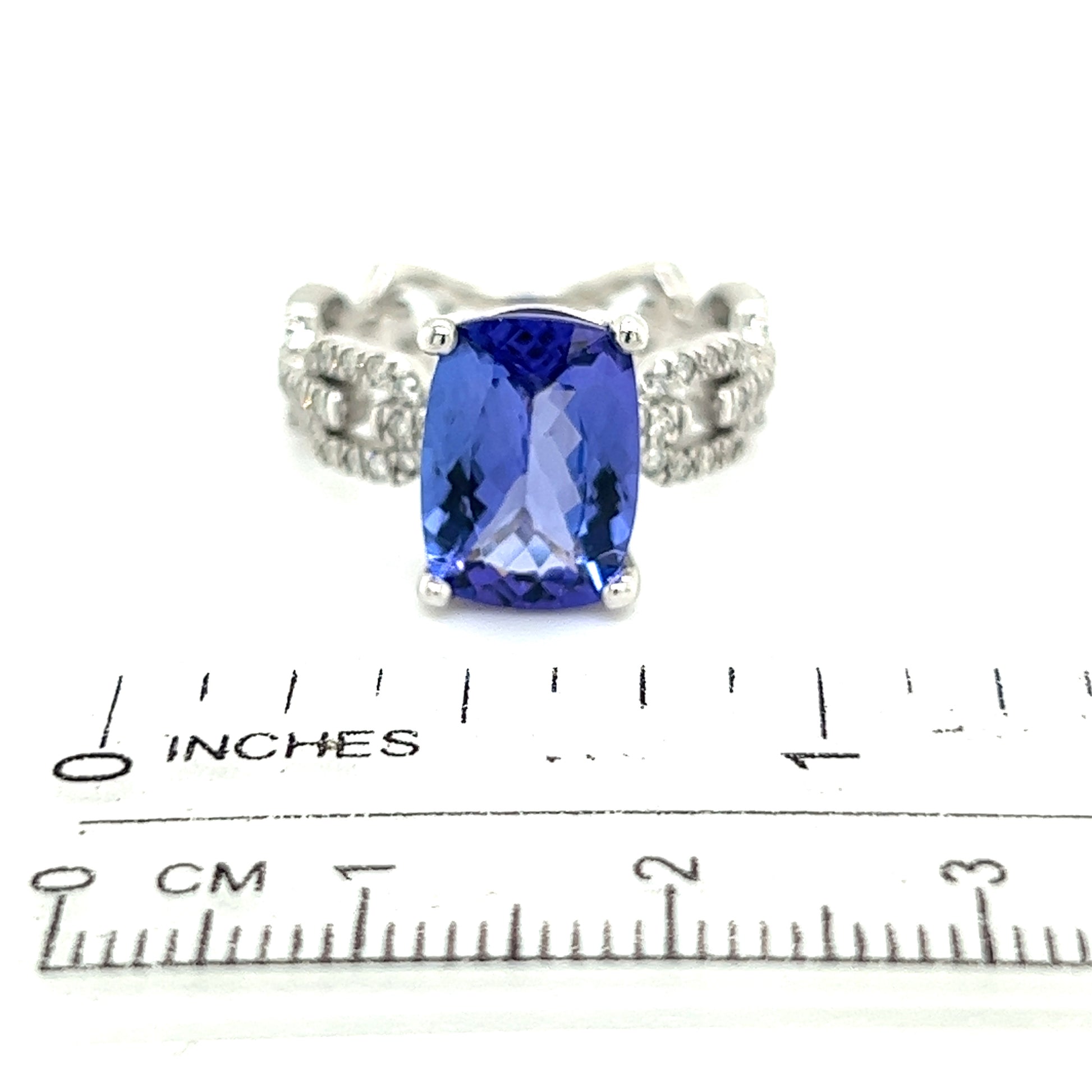 Natural Tanzanite Diamond Ring Size 6.5 14k White Gold 3.99 TCW Certified $5, 975 216192