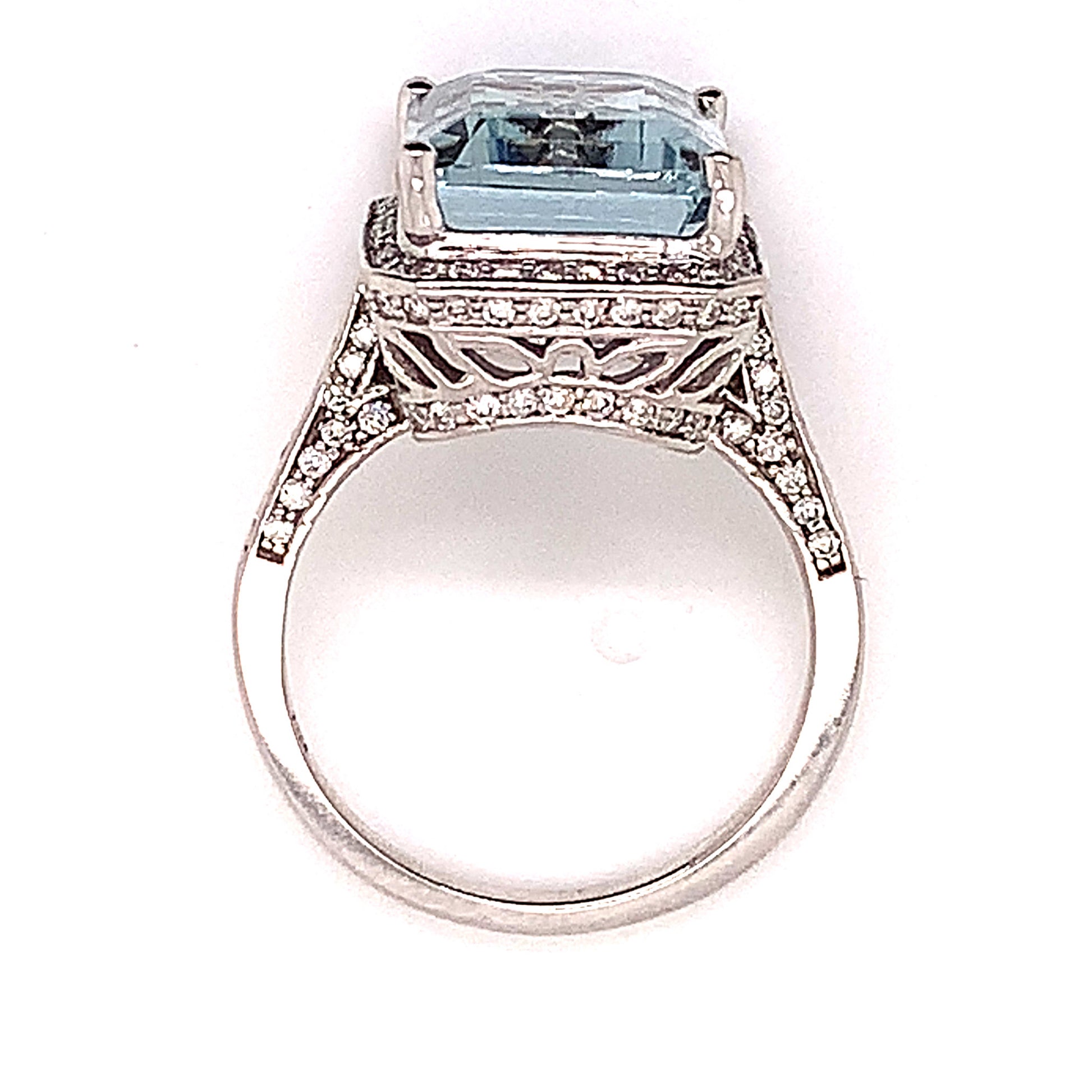 Diamond Aquamarine Ring Size 6.75 14k Gold 6.25 TCW Certified $5,950 120671 - Certified Estate Jewelry
