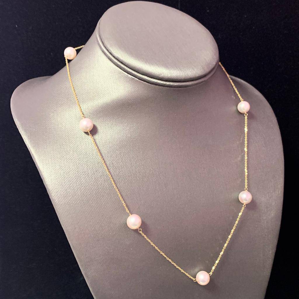 Akoya Pearl Tincup Necklace 14k Gold 8.4 mm 19.5" Certified $1,850 721782 - Certified Estate Jewelry
