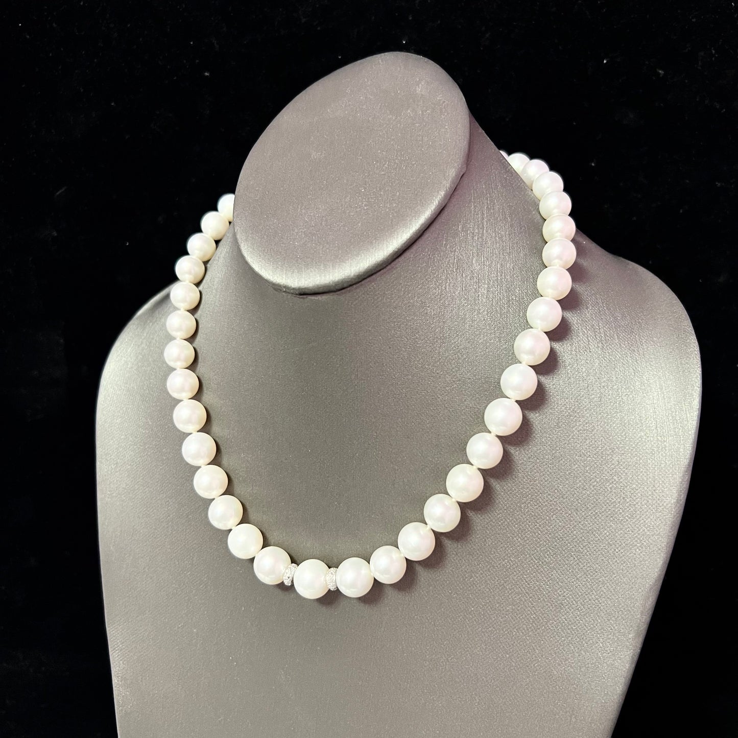 Natural South Sea Pearl Diamond Necklace 18" 14k W Gold 11 mm Certified $15,950 221248 - Certified Fine Jewelry