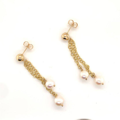 Akoya Pearl Earrings 14 KT Gold 6.37 mm Certified $890 013384 - Certified Estate Jewelry