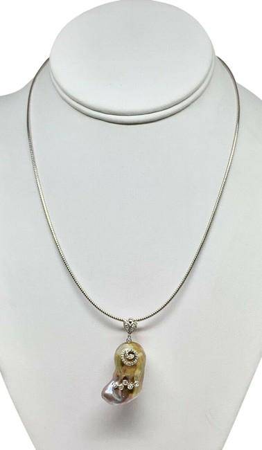 Diamond Fresh Water Pearl Necklace Baroque 14k Gold Italy Certified $3,950 914368 - Certified Estate Jewelry