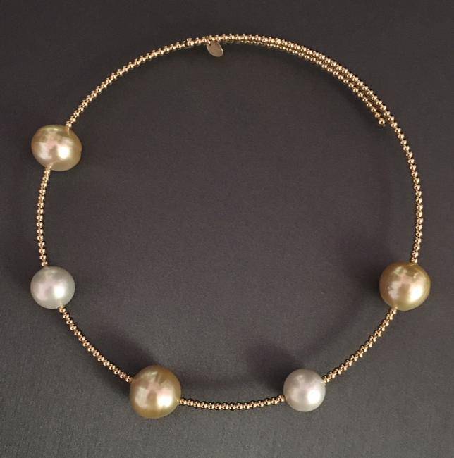Golden South Sea Pearl 14k Gold Necklace 15.5 mm Italy Certified $2,490 820457 - Certified Estate Jewelry