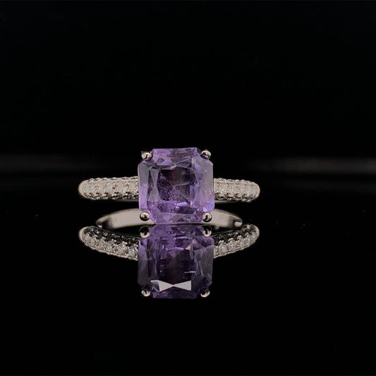 Purple Sapphire Diamond Ring 18k Gold Women 1.72 TCW Certified $3,950 913136 - Certified Fine Jewelry