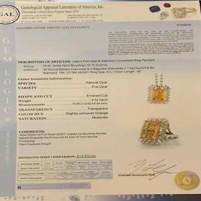 Diamond Opal Ring, Necklace 18k Gold 11 Ct Certified $14,950 914672 - Certified Fine Jewelry