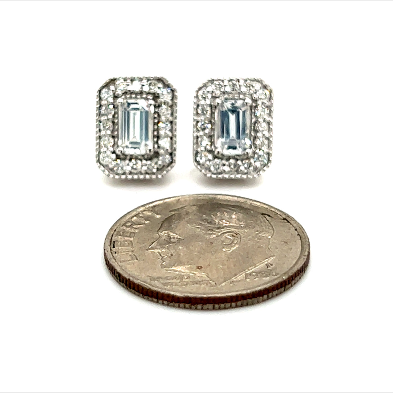 Natural Sapphire Diamond Stud Earrings 14k W Gold 0.96 TCW Certified $2950 121269 - Certified Estate Jewelry