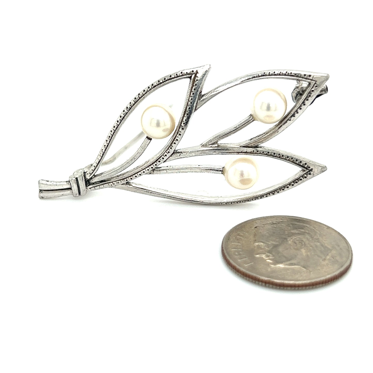 Mikimoto Estate Akoya Pearl Brooch Pin Sterling Silver 5.05 mm M279 - Certified Fine Jewelry
