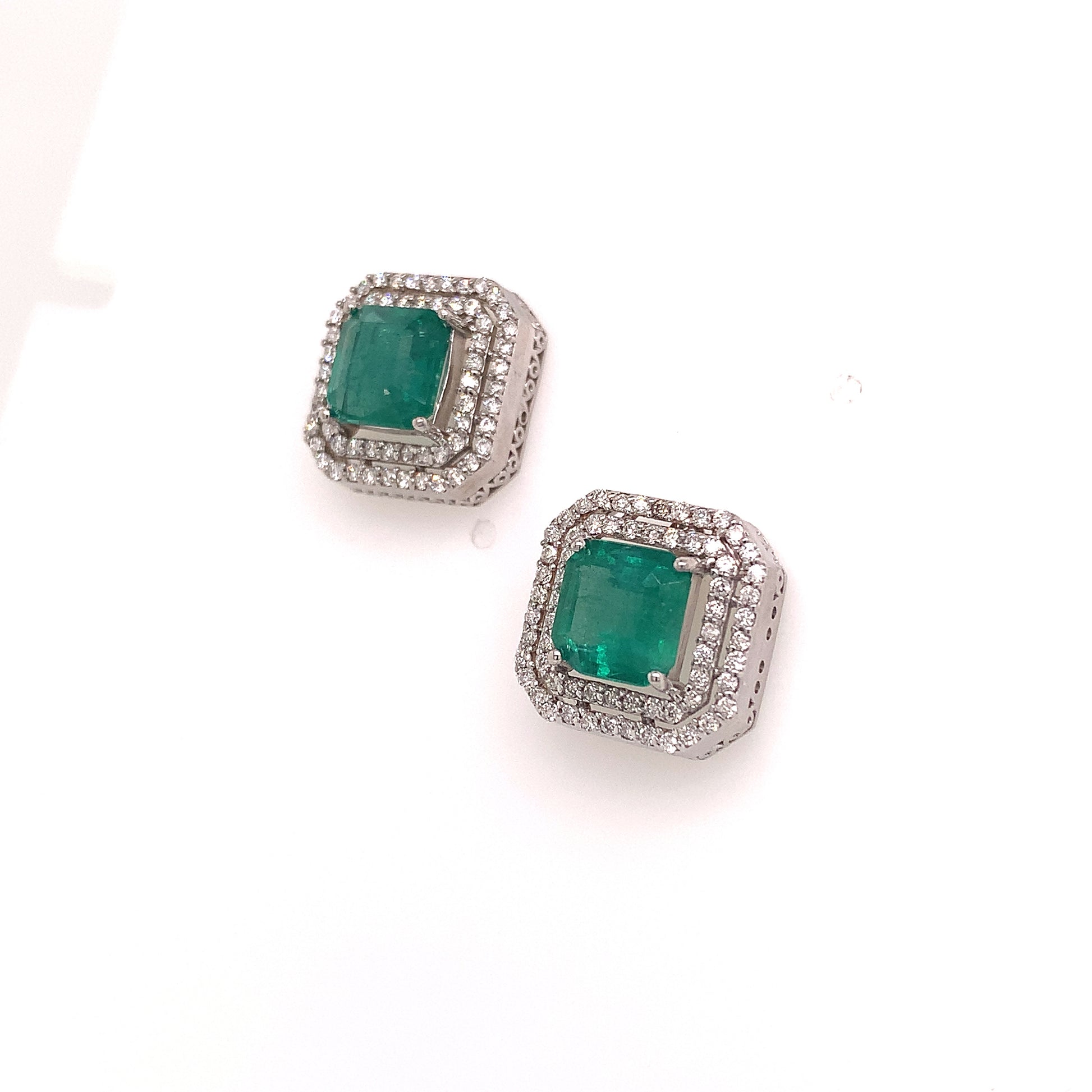 Natural Emerald Diamond Earrings 14k Gold 4.72 TCW Certified $8,950 113440 - Certified Fine Jewelry