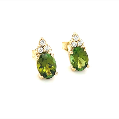 Natural Tourmaline Diamond Earrings 14k Gold 1.87 TCW Certified $2,950 210759 - Certified Estate Jewelry