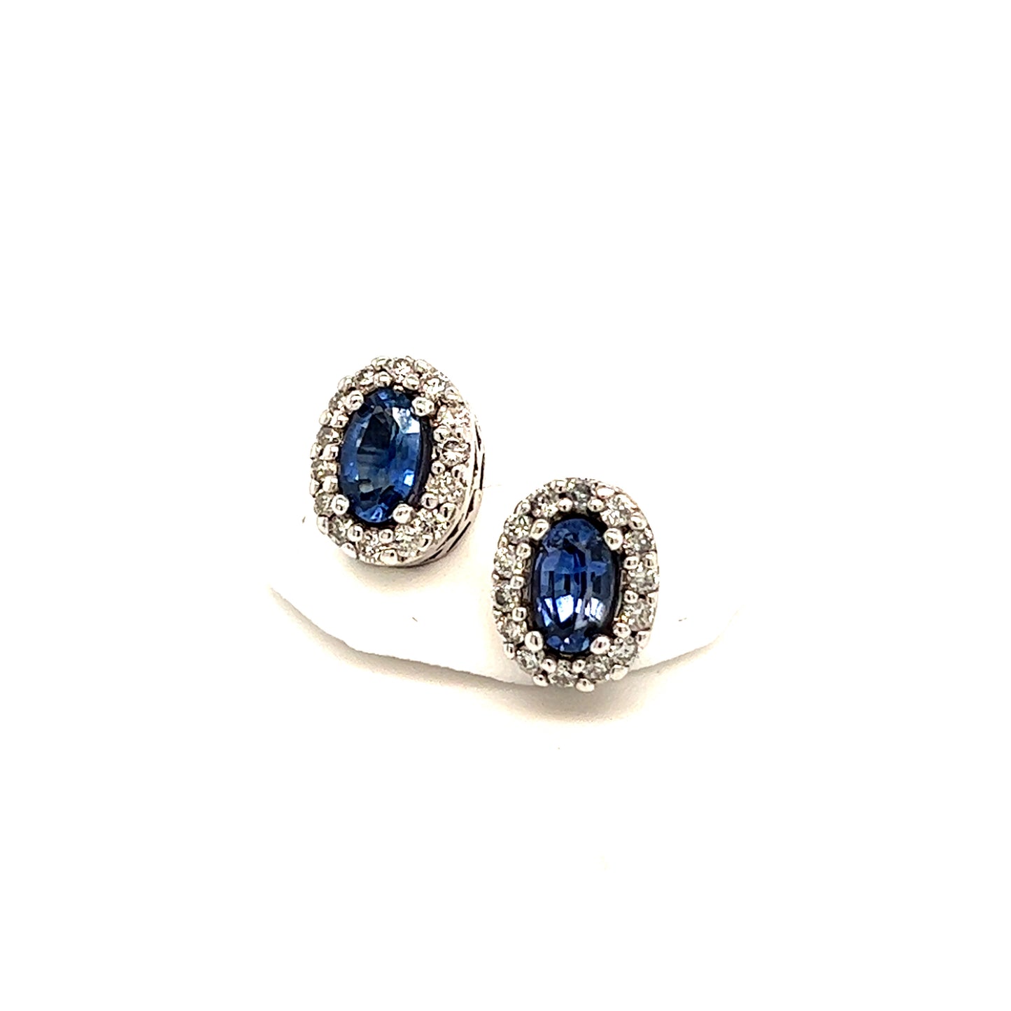 Natural Sapphire Diamond Stud Earrings 14k W Gold 0.64 TCW Certified $3490 121273 - Certified Estate Jewelry